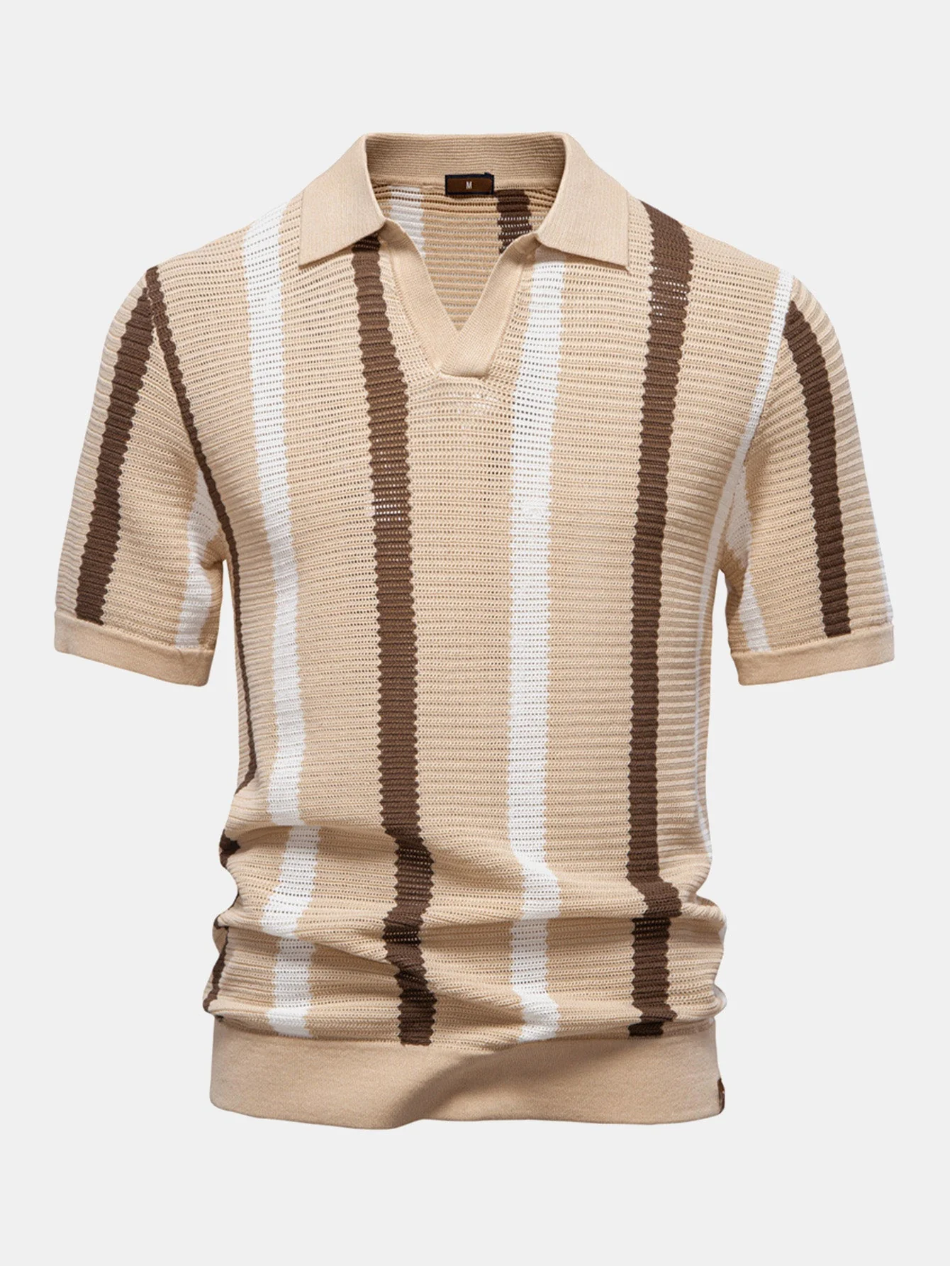 Byron® | Stripe Knit V Neck Polo Shirt - Image 3