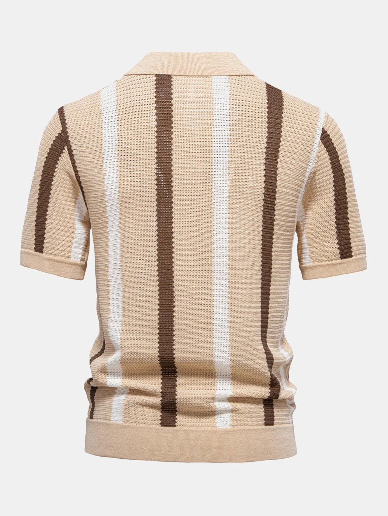 Byron® | Stripe Knit V Neck Polo Shirt - Image 4