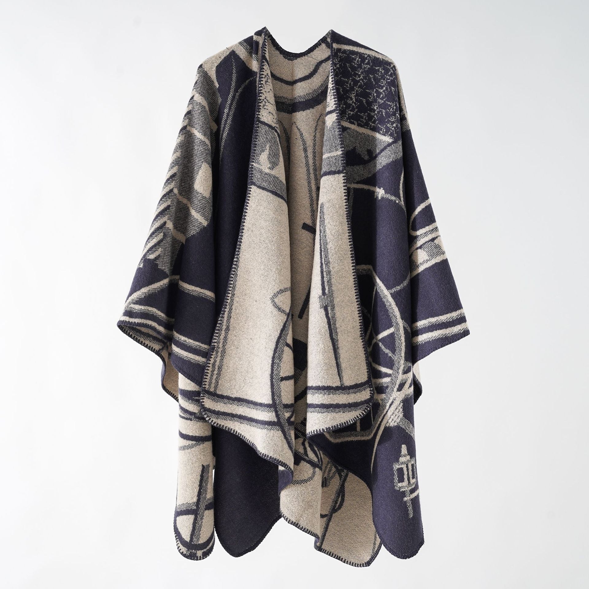 Caleb® | Patterned open poncho - Image 2