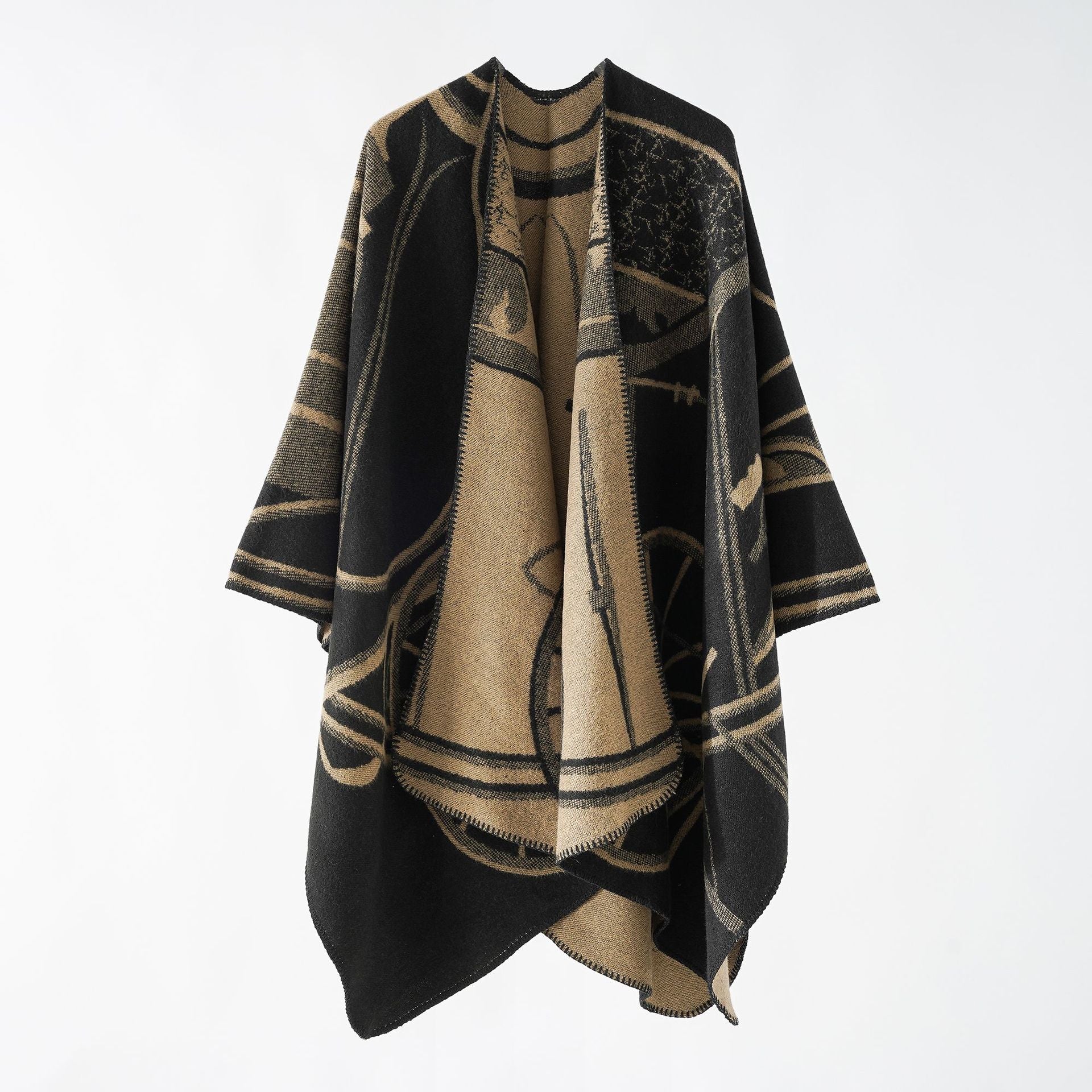 Caleb® | Patterned open poncho - Image 3