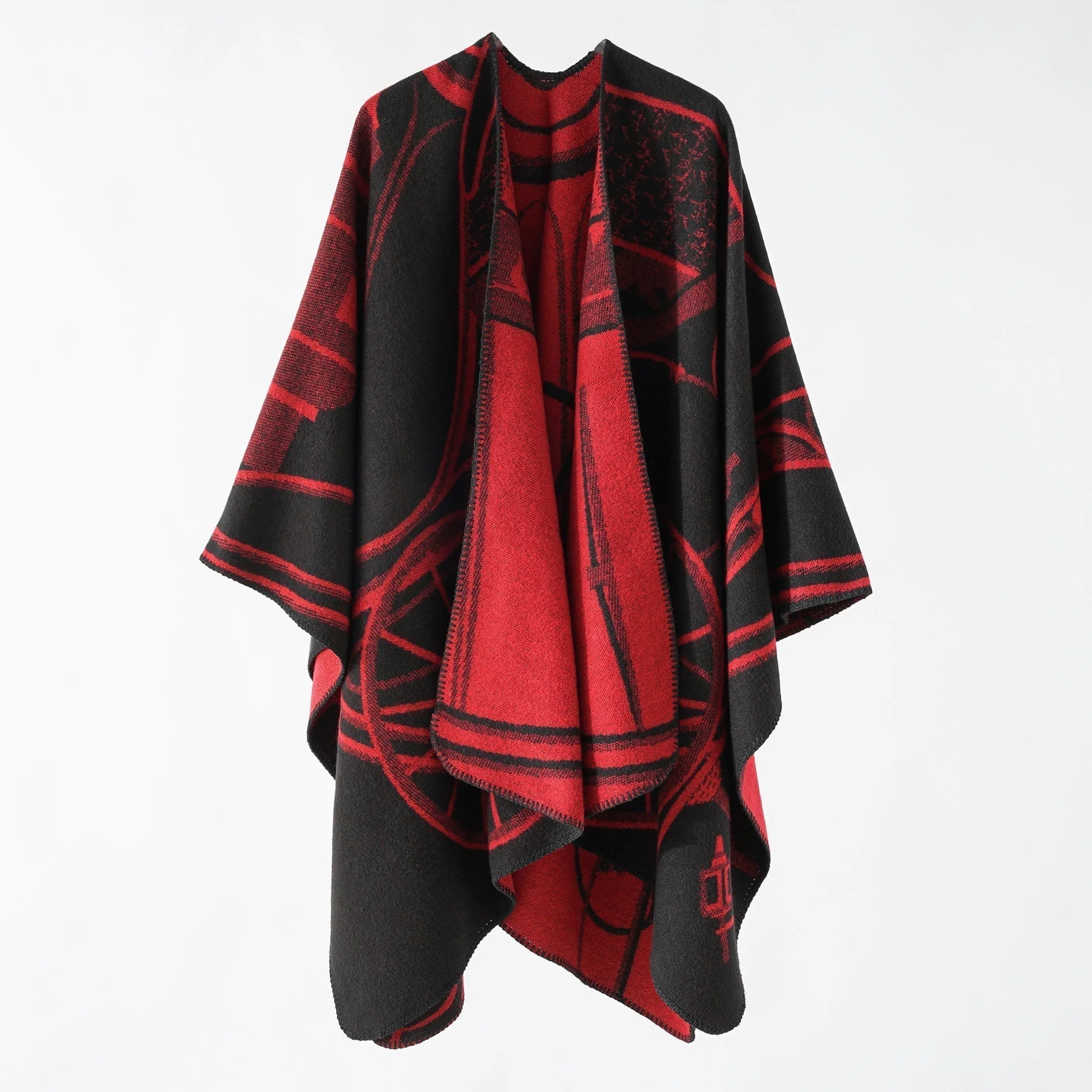 Caleb® | Patterned open poncho - Image 4