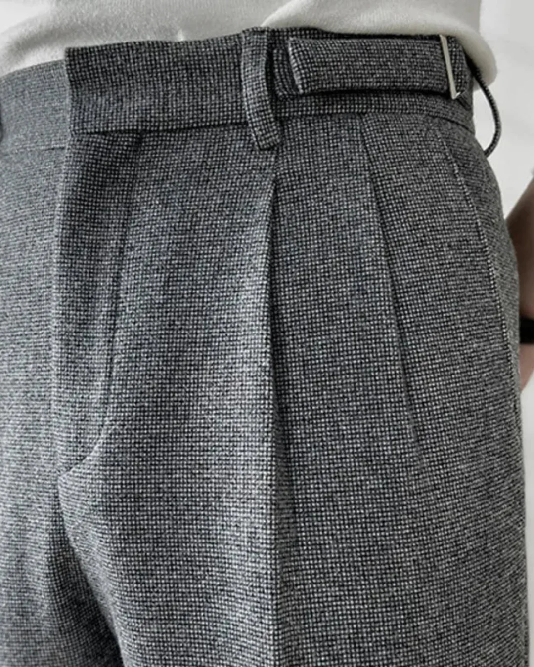 Caleb® | Textured Pleated Trousers - Image 6