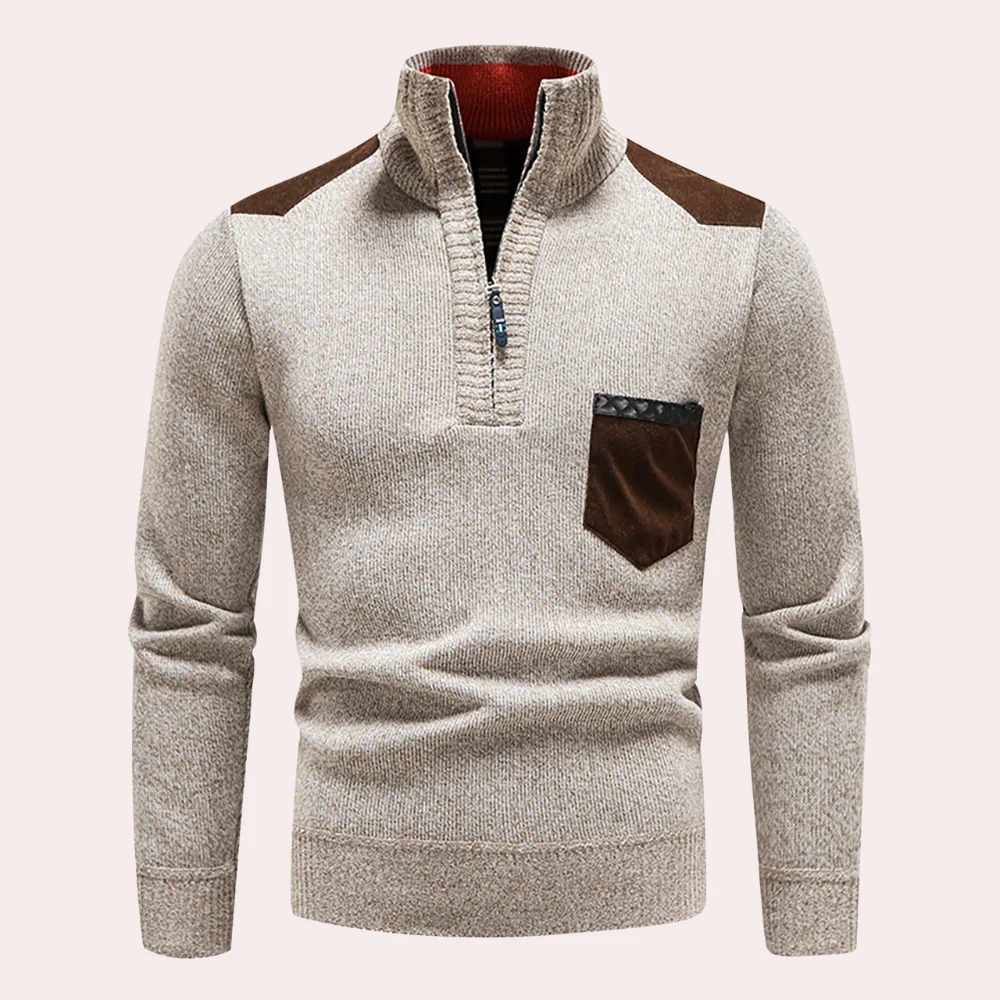 Caleb® | Timeless elegance half-zip sweater for men - Image 2