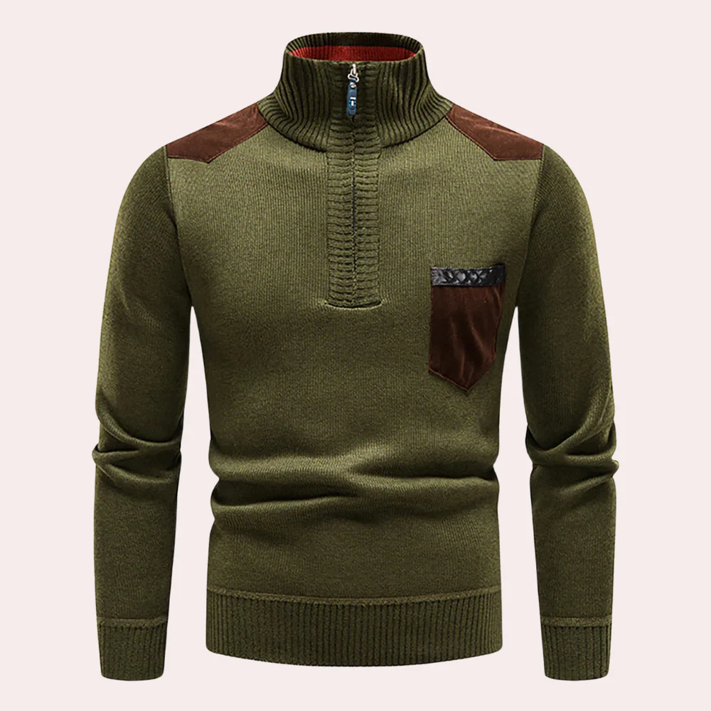 Caleb® | Timeless elegance half-zip sweater for men - Image 5