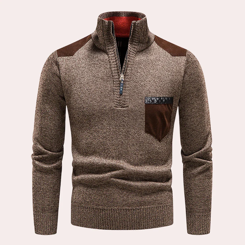 Caleb® | Timeless elegance half-zip sweater for men - Image 6
