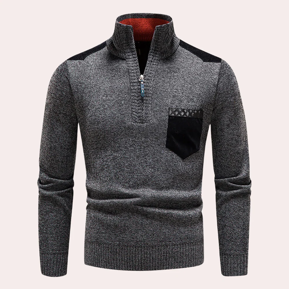Caleb® | Timeless elegance half-zip sweater for men - Image 7