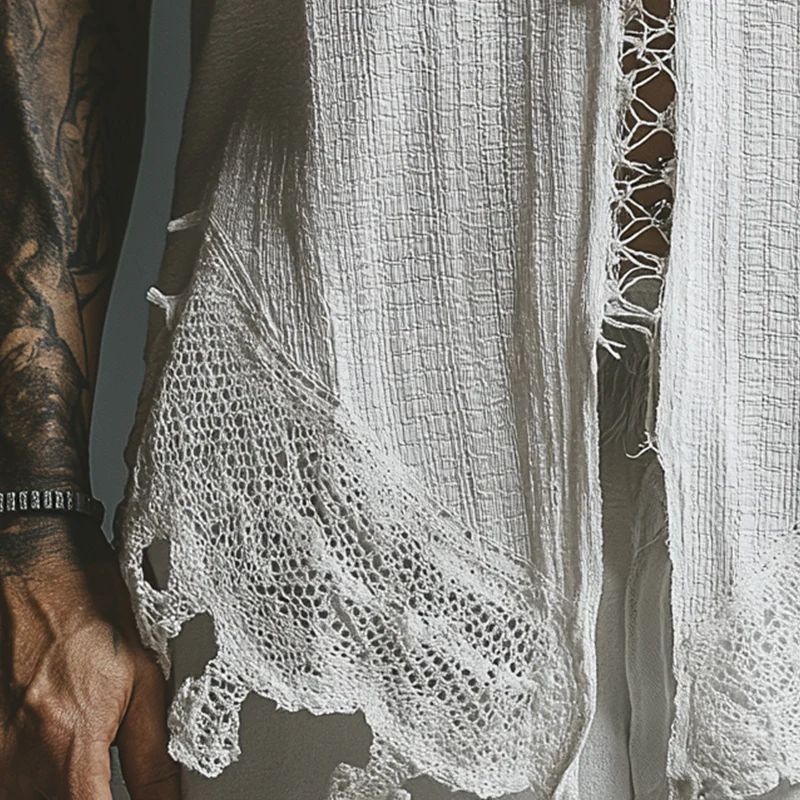 Caleb | Men'S Summer Fashion Printed Lace Decorated Waffle Tank Top - Image 4