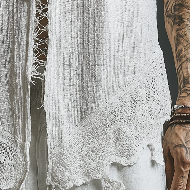 Caleb | Men'S Summer Fashion Printed Lace Decorated Waffle Tank Top - Image 5