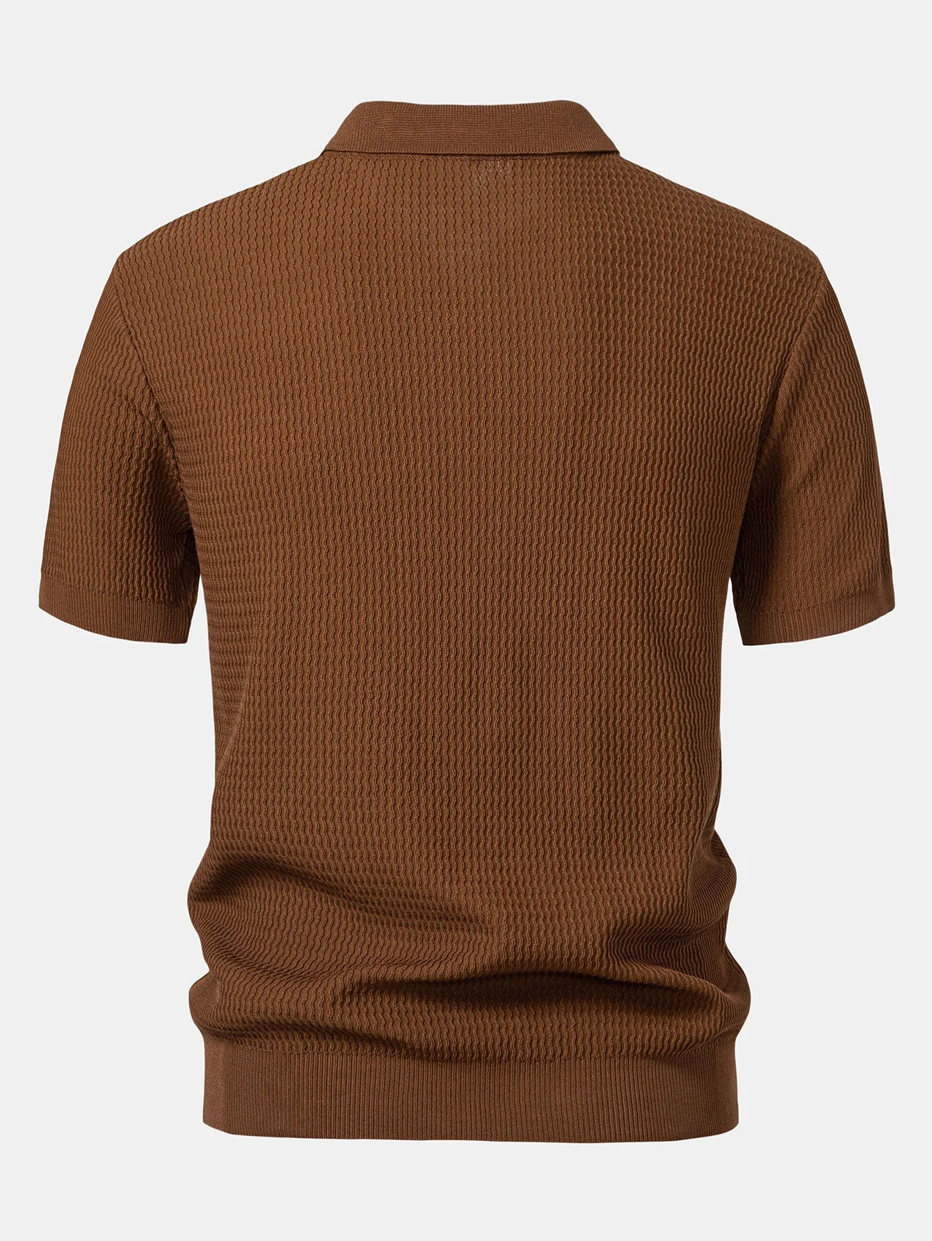 Caleb | Wave Jacquard Knit V Neck Polo Shirt - Image 13