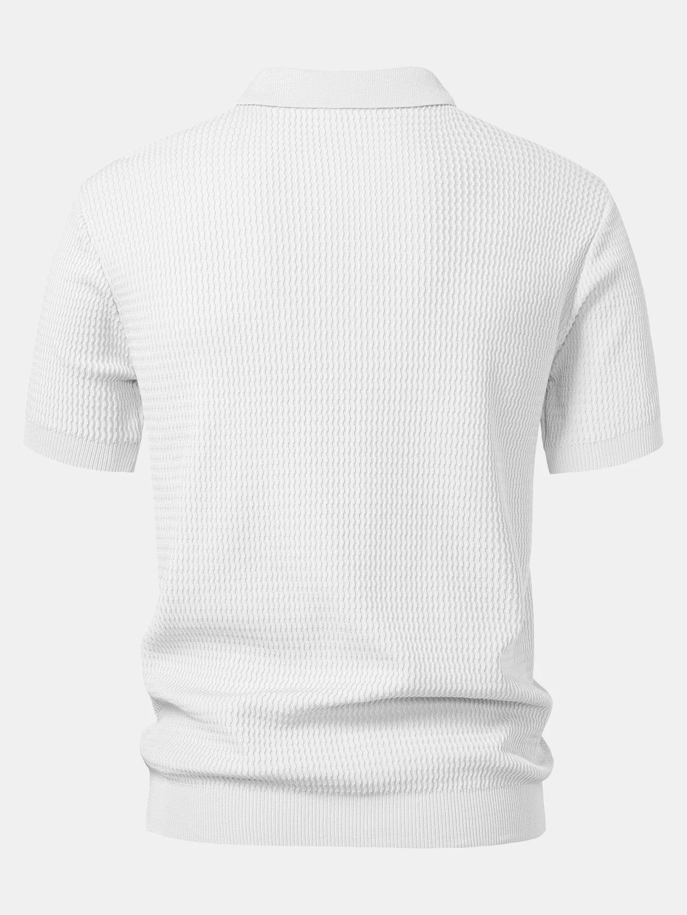 Caleb | Wave Jacquard Knit V Neck Polo Shirt - Image 2