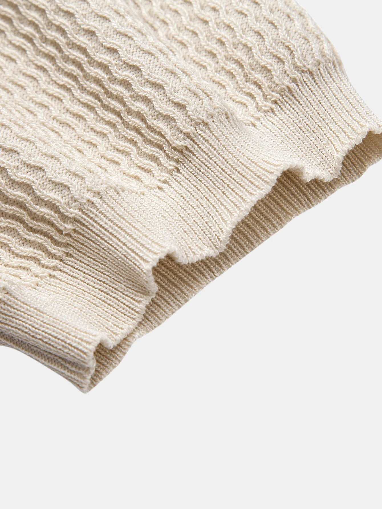 Caleb | Wave Jacquard Knit V Neck Polo Shirt - Image 4