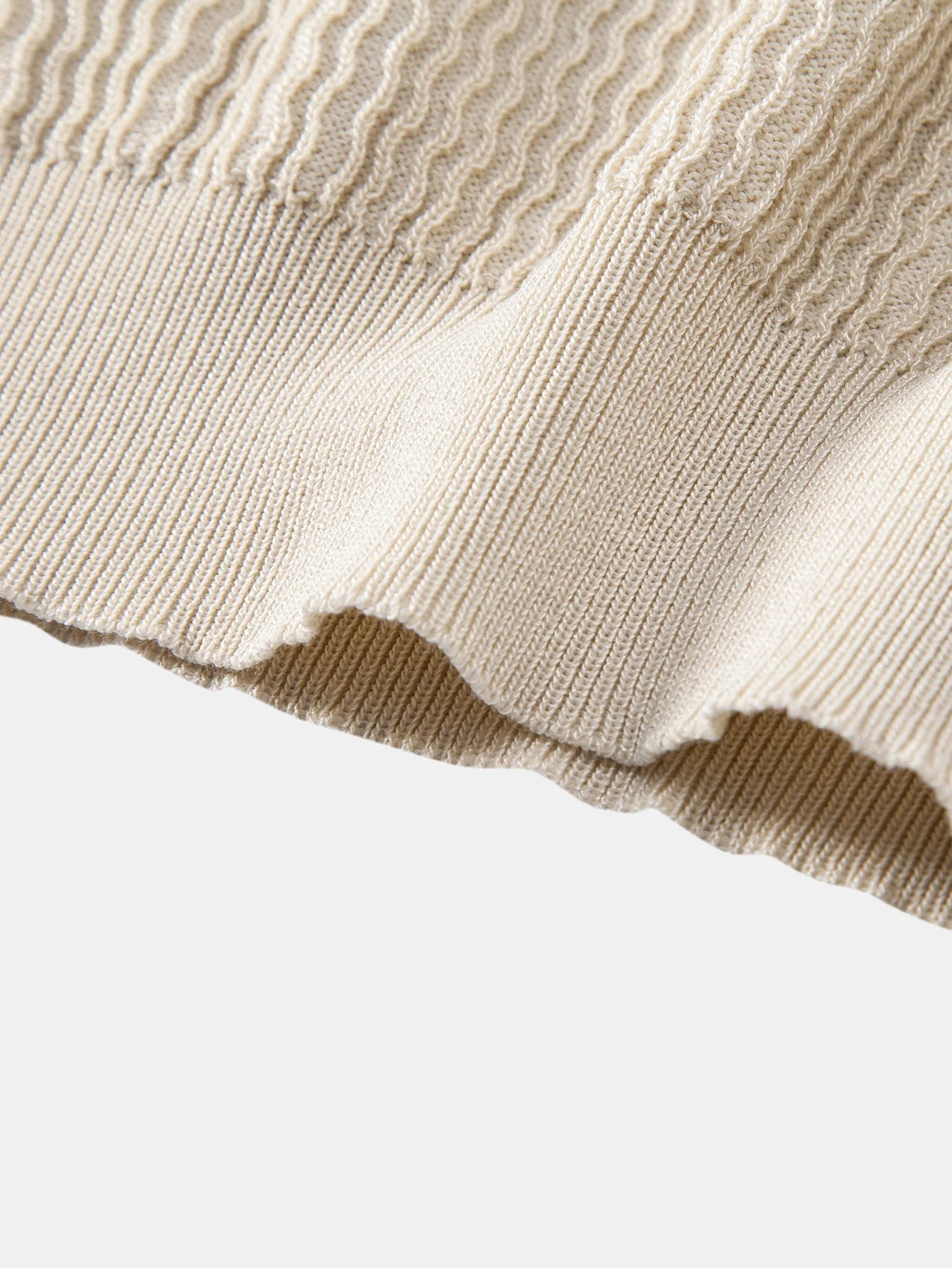 Caleb | Wave Jacquard Knit V Neck Polo Shirt - Image 5
