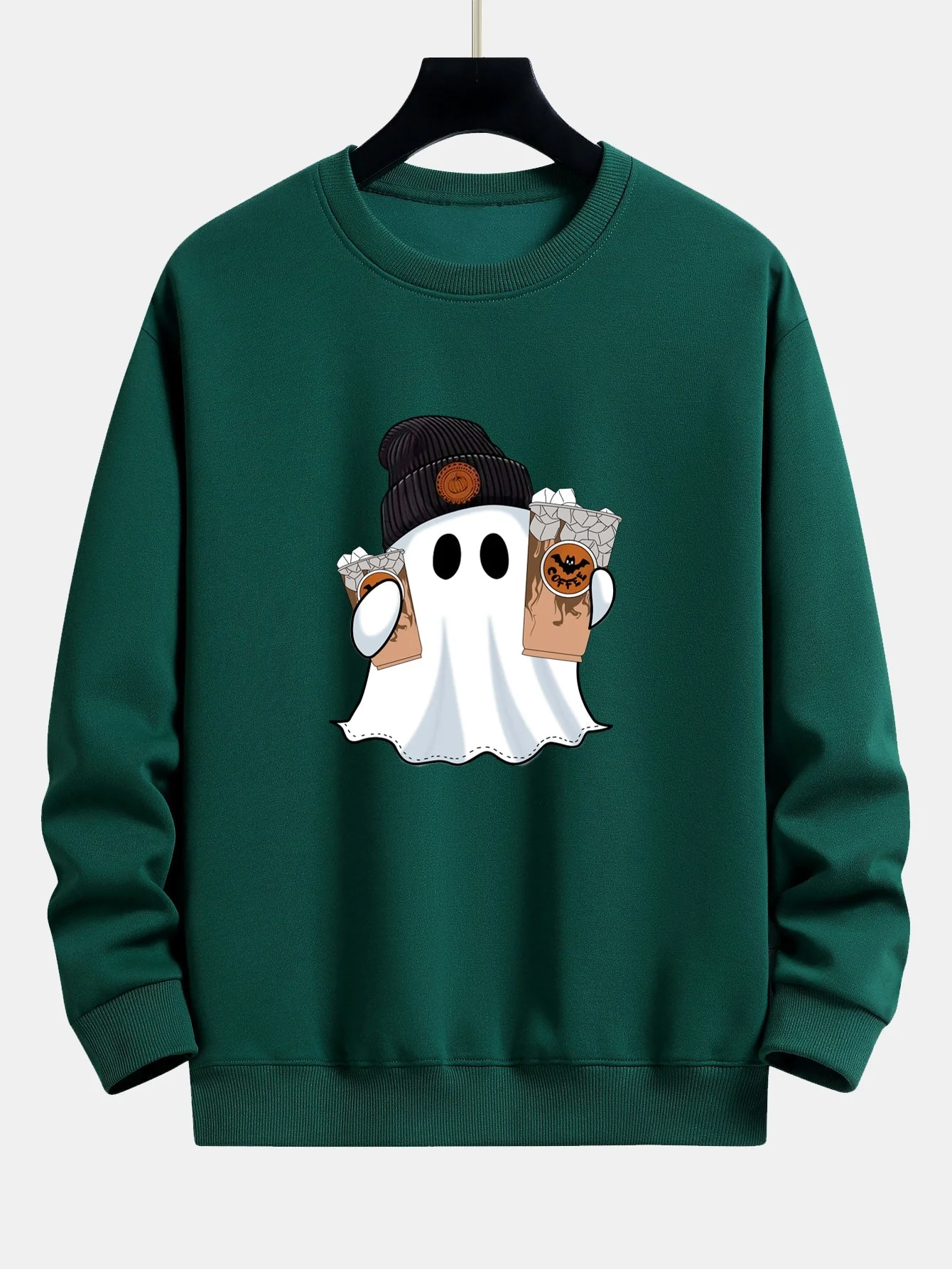 Calixto® | Halloween Ghost Coffee Print Relax Fit Sweatshirt - Image 10