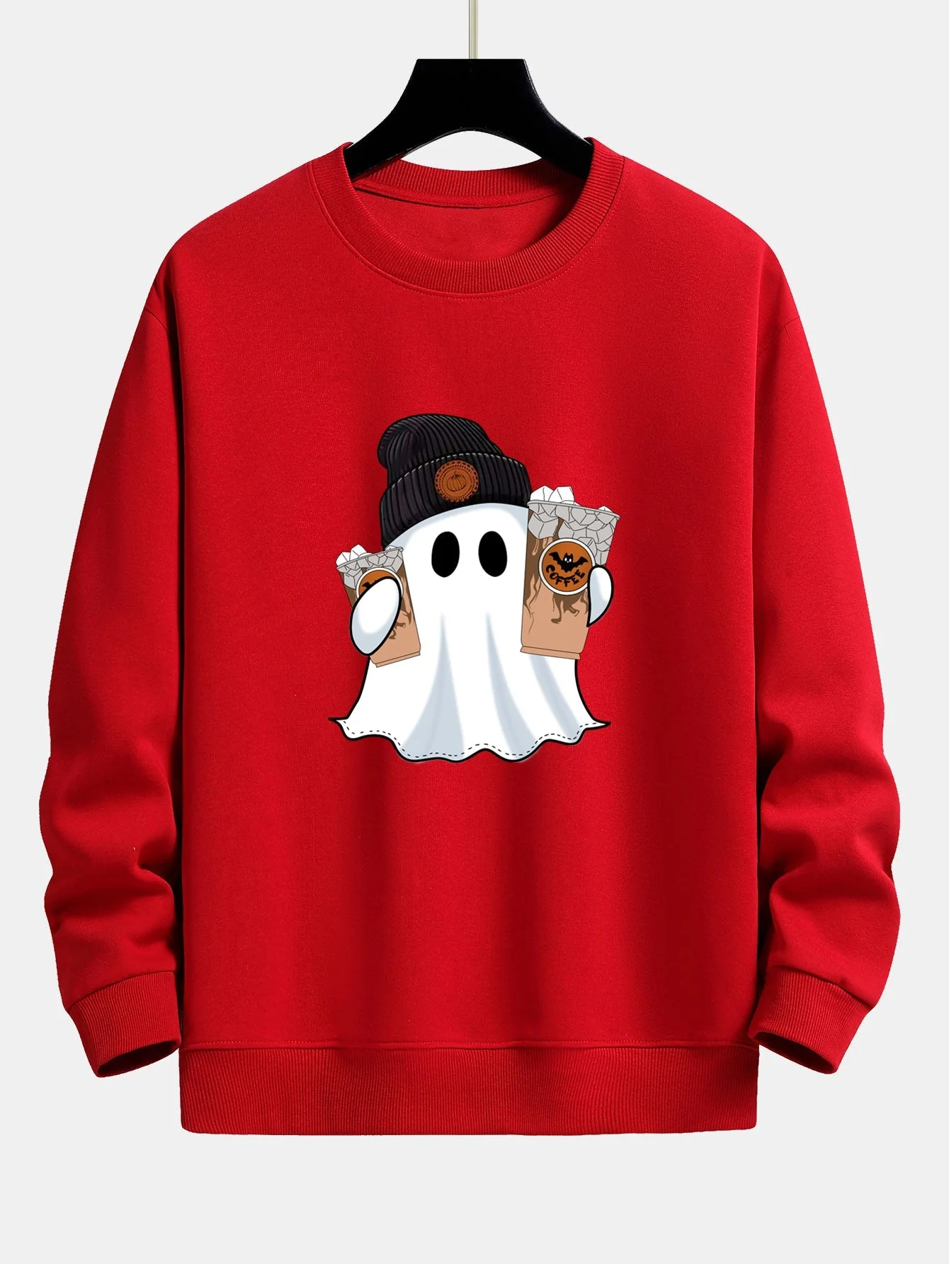 Calixto® | Halloween Ghost Coffee Print Relax Fit Sweatshirt - Image 2