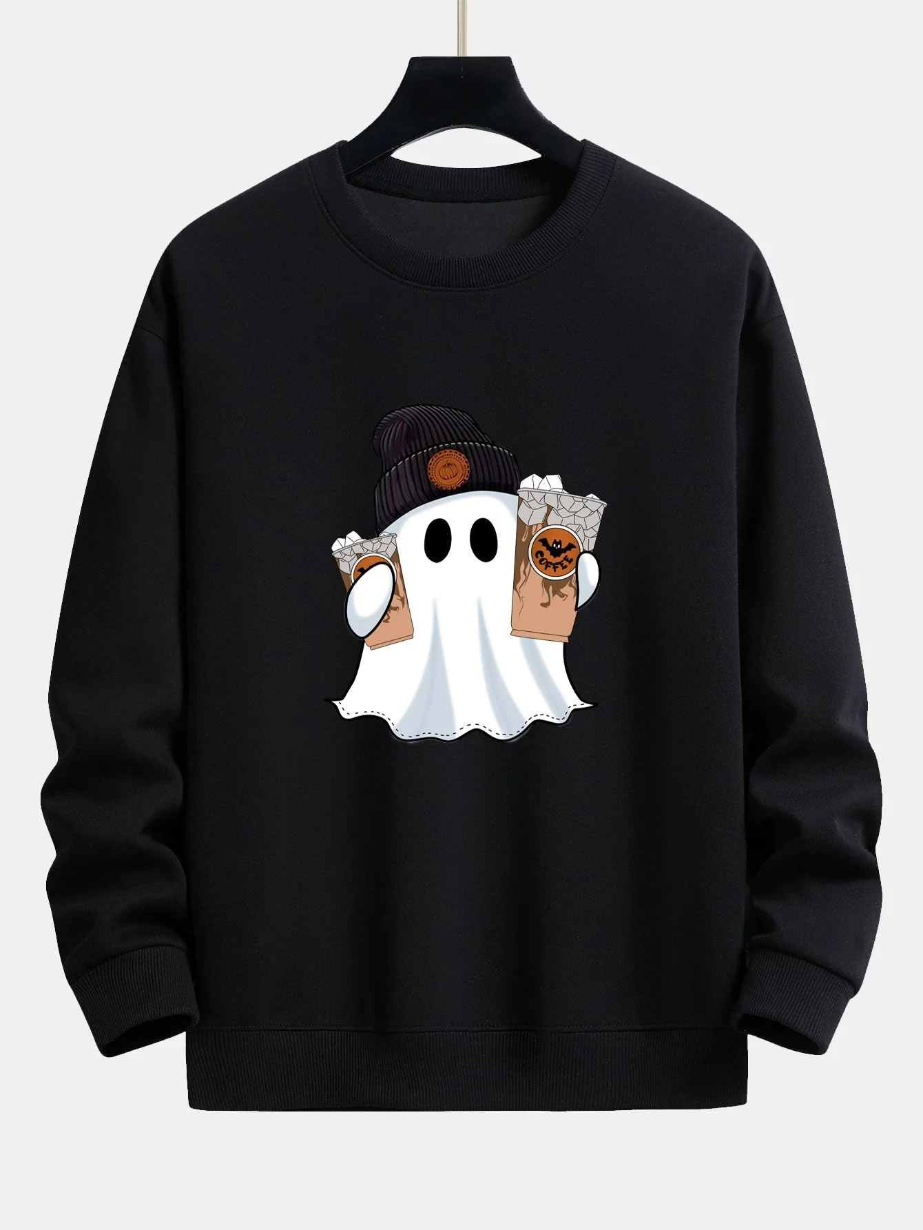 Calixto® | Halloween Ghost Coffee Print Relax Fit Sweatshirt - Image 3