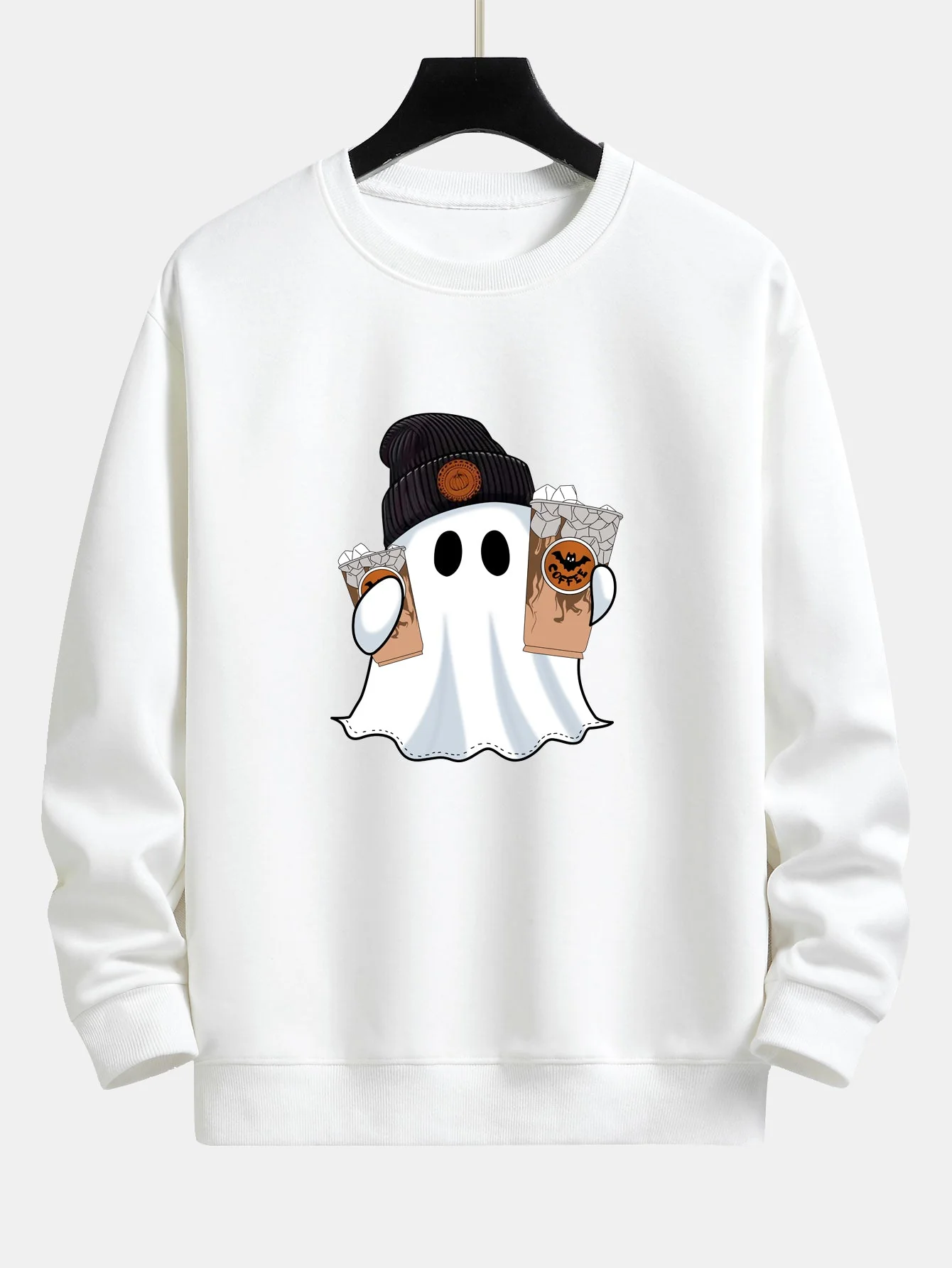 Calixto® | Halloween Ghost Coffee Print Relax Fit Sweatshirt - Image 4