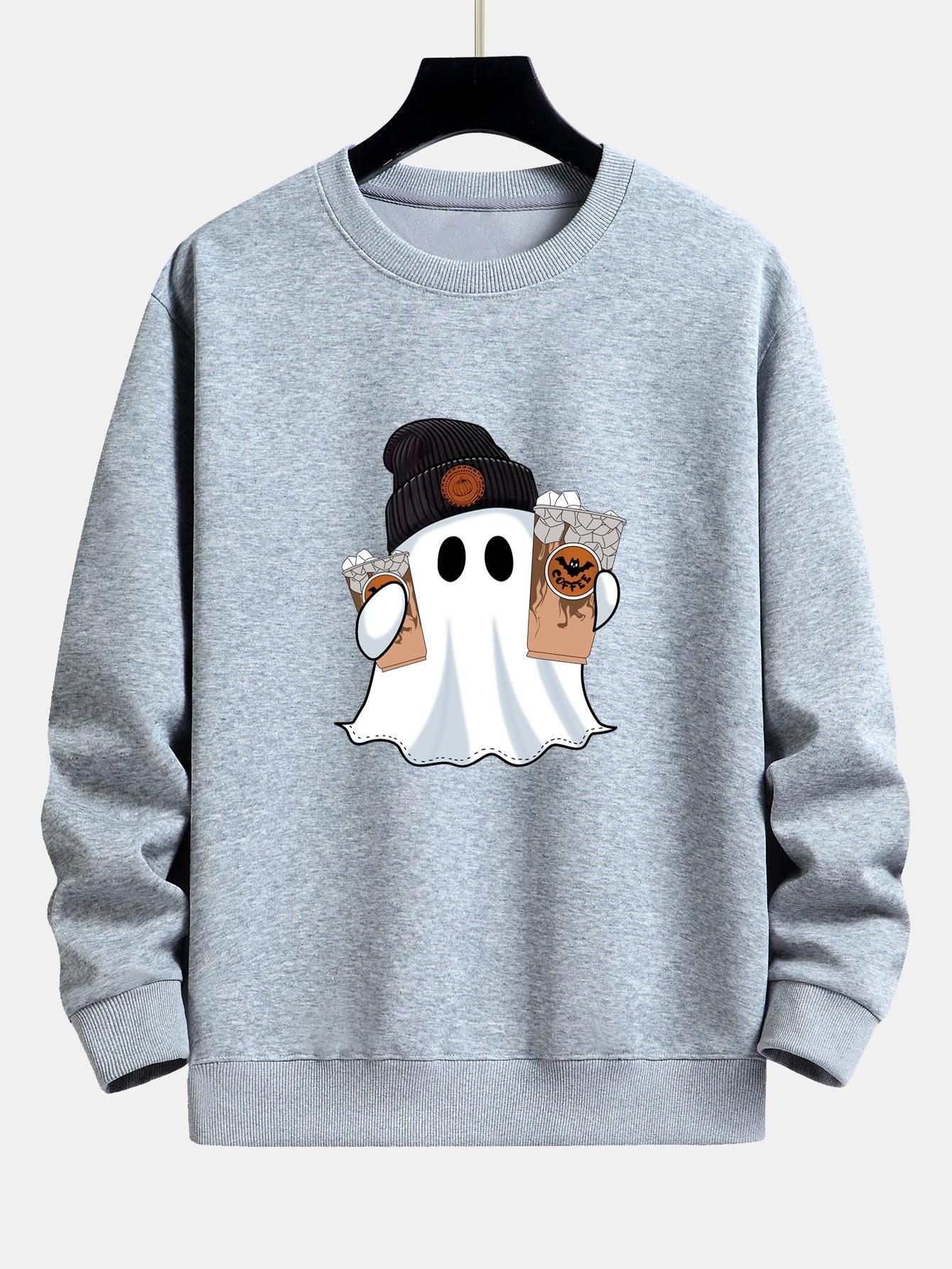 Calixto® | Halloween Ghost Coffee Print Relax Fit Sweatshirt - Image 6