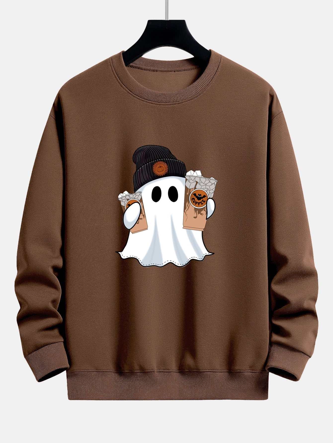 Calixto® | Halloween Ghost Coffee Print Relax Fit Sweatshirt - Image 9