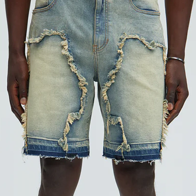 Calvin | Men'S Spring And Summer Fashion Casual Washed Raw Edge Decorated Denim Shorts - Image 4