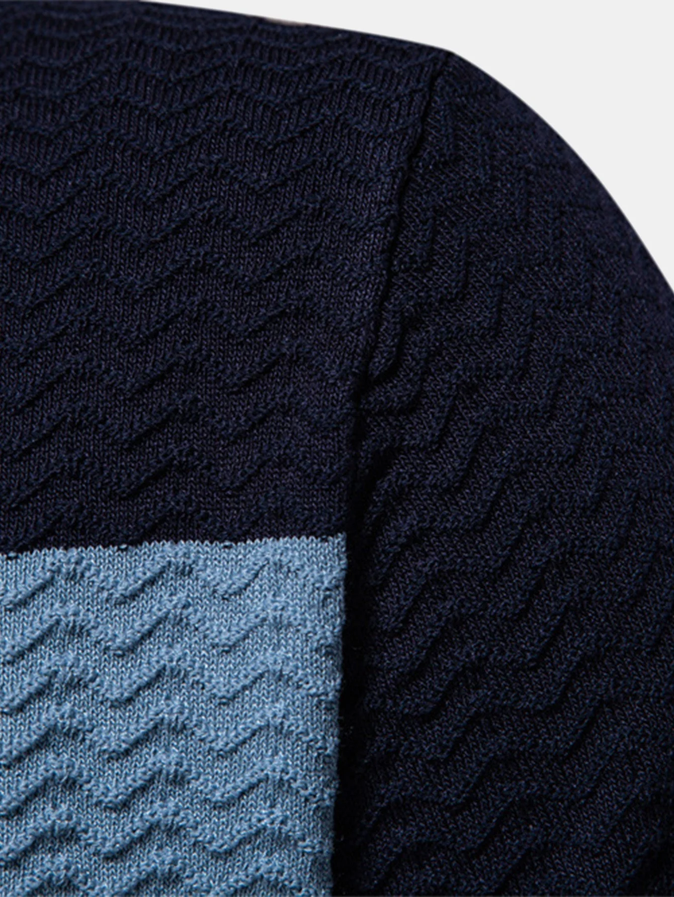 Cameron | Contrast Textured Jacquard Knit Zip Up Polo Shirt - Image 11