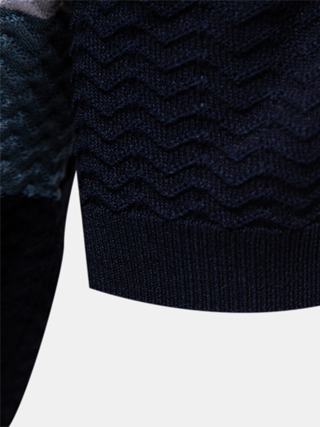 Cameron | Contrast Textured Jacquard Knit Zip Up Polo Shirt - Image 3