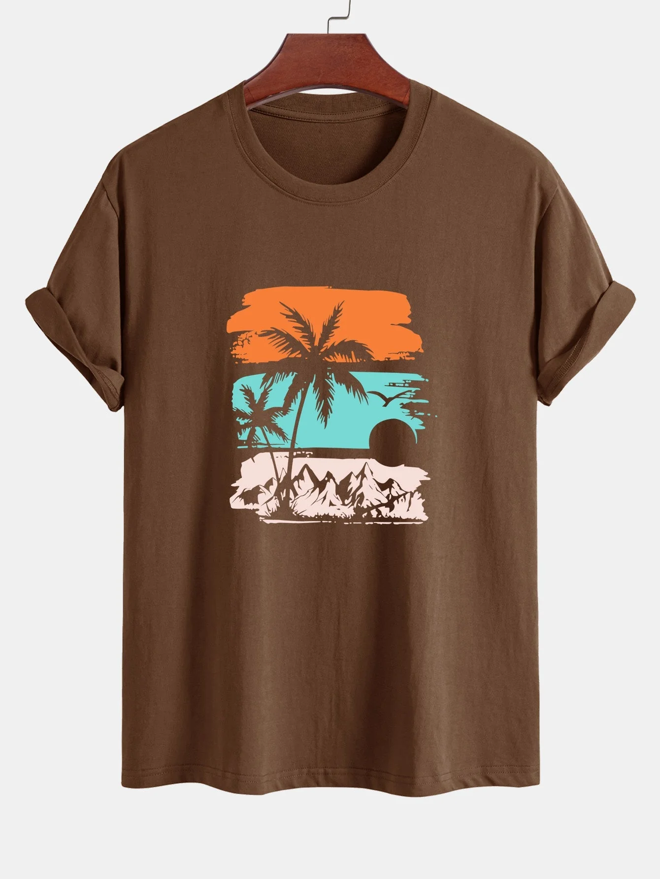 Camilo® | Palm Tree Silhouette Print Cotton T-Shirt - Image 2