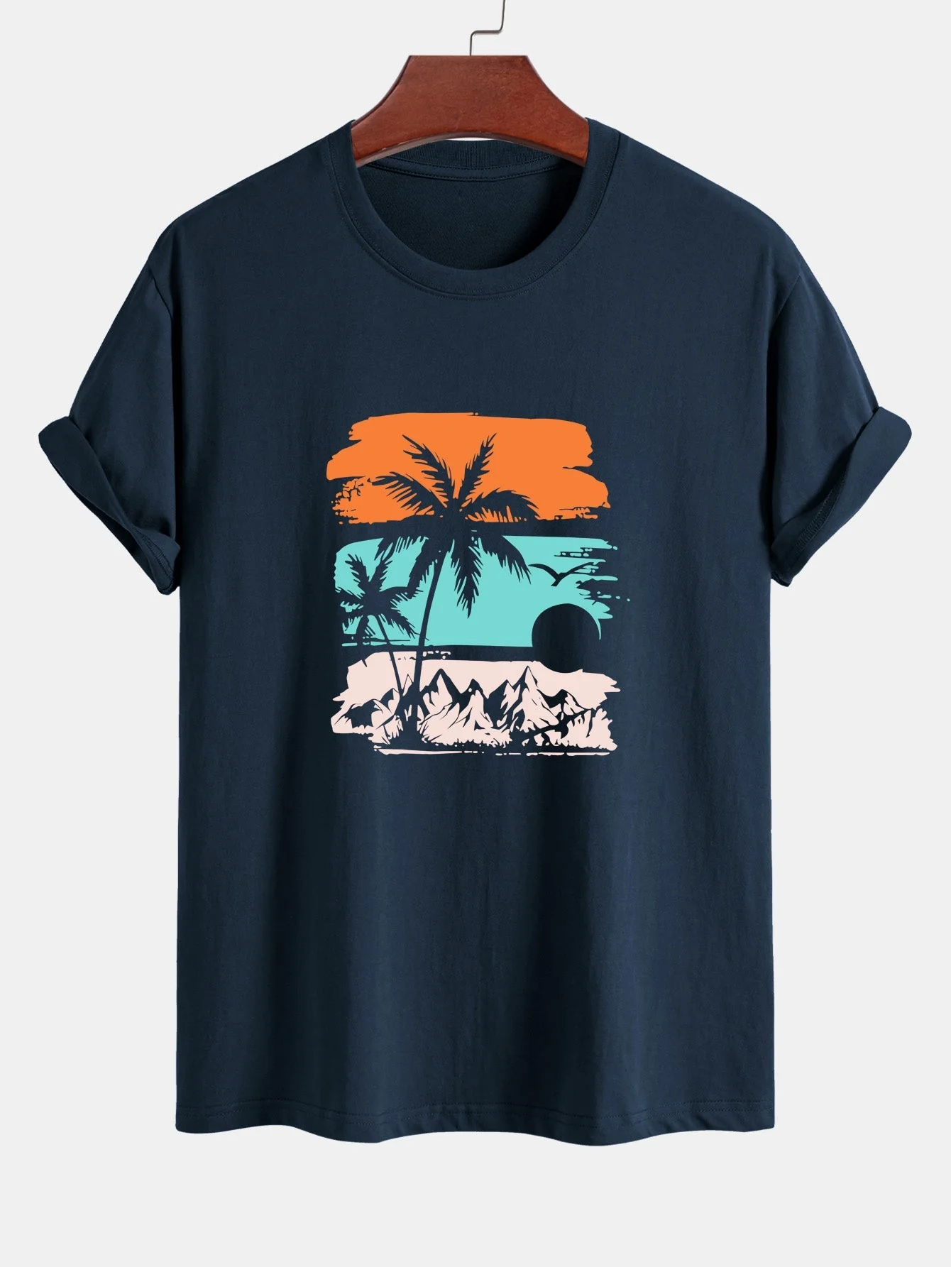 Camilo® | Palm Tree Silhouette Print Cotton T-Shirt - Image 3