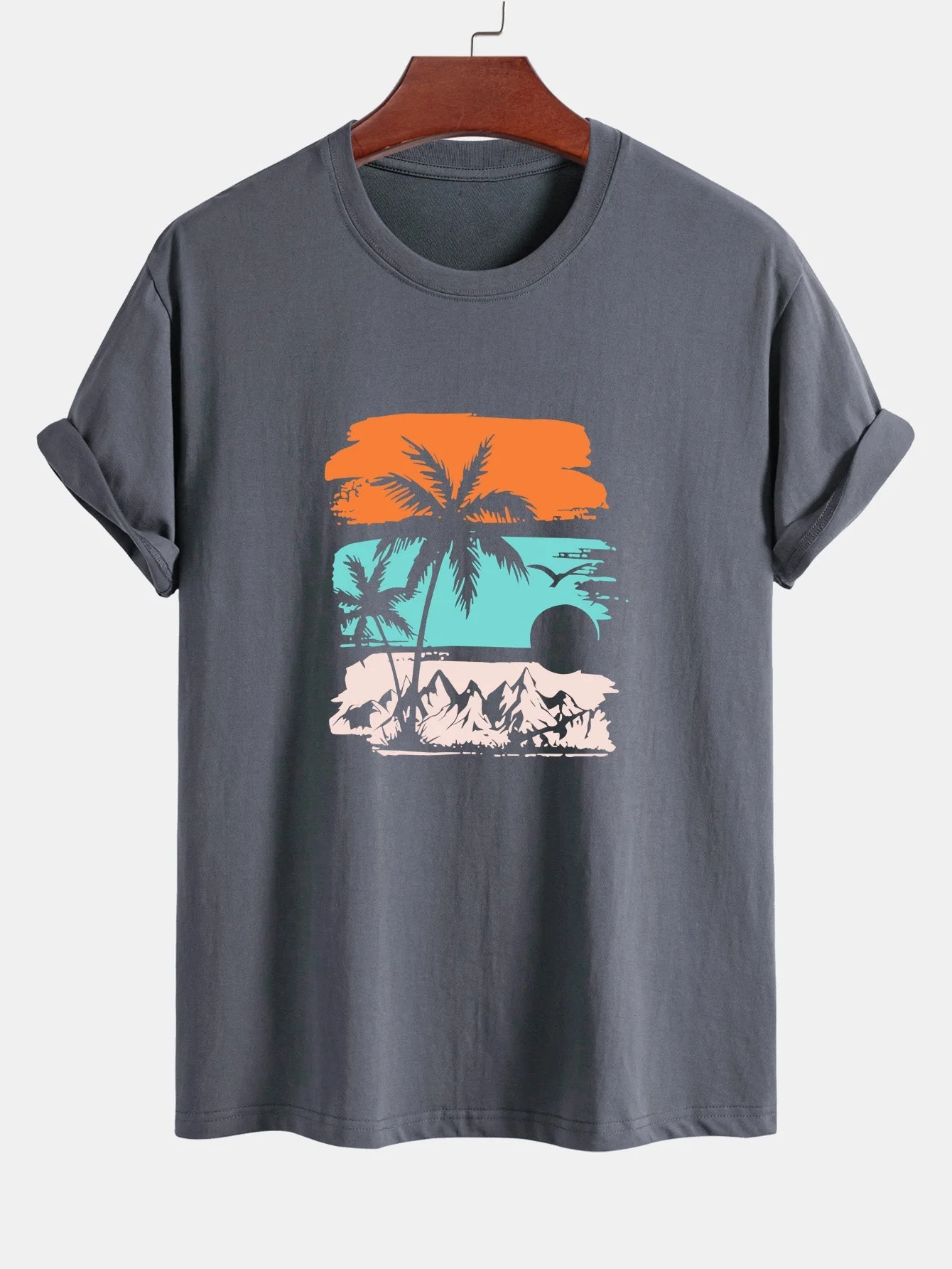 Camilo® | Palm Tree Silhouette Print Cotton T-Shirt - Image 4