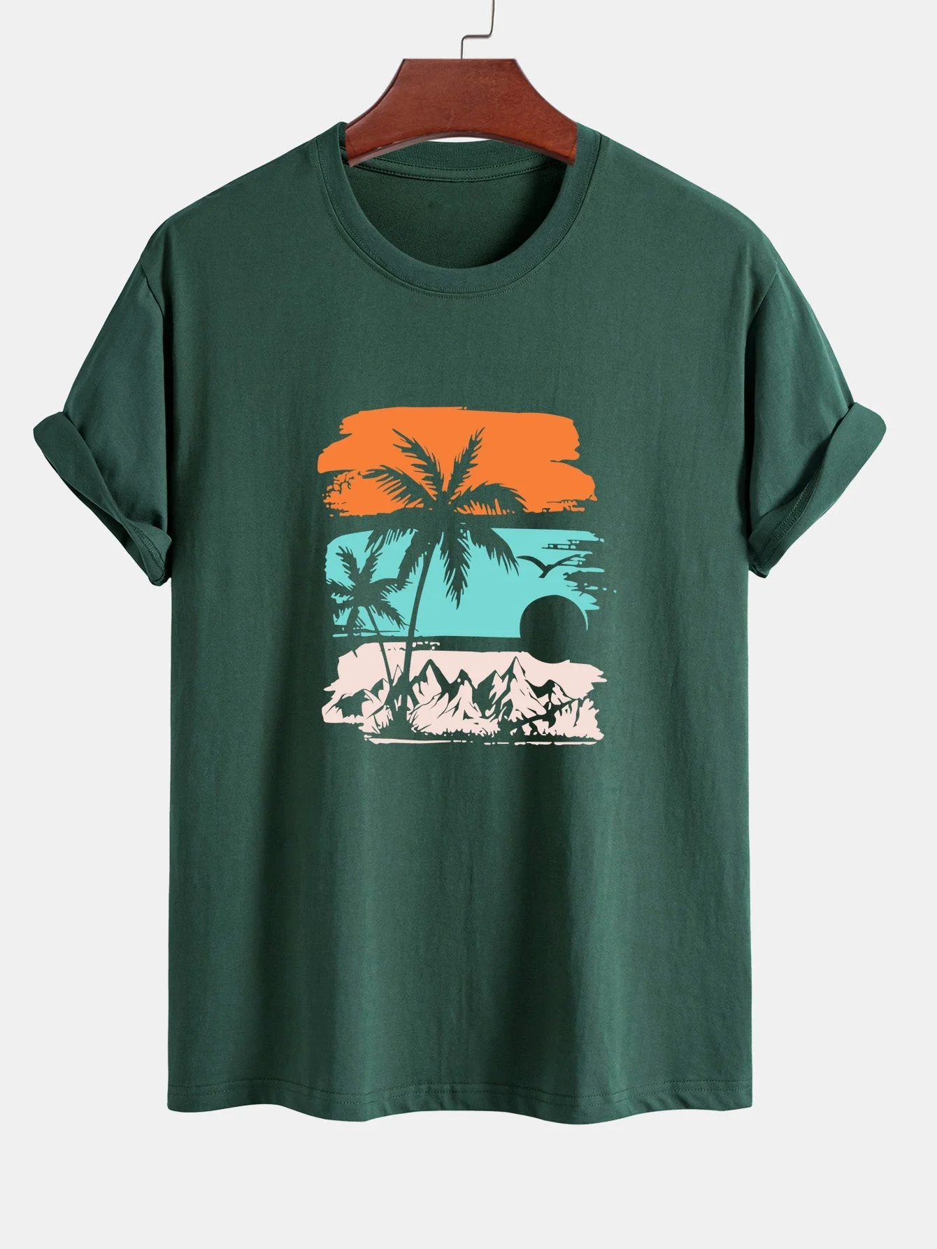 Camilo® | Palm Tree Silhouette Print Cotton T-Shirt - Image 5