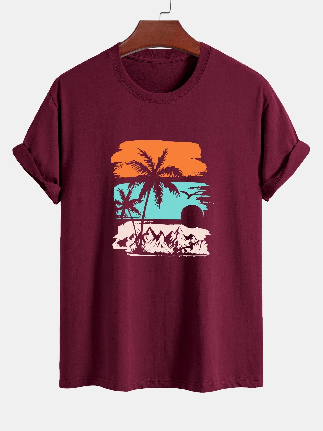 Camilo® | Palm Tree Silhouette Print Cotton T-Shirt - Image 6