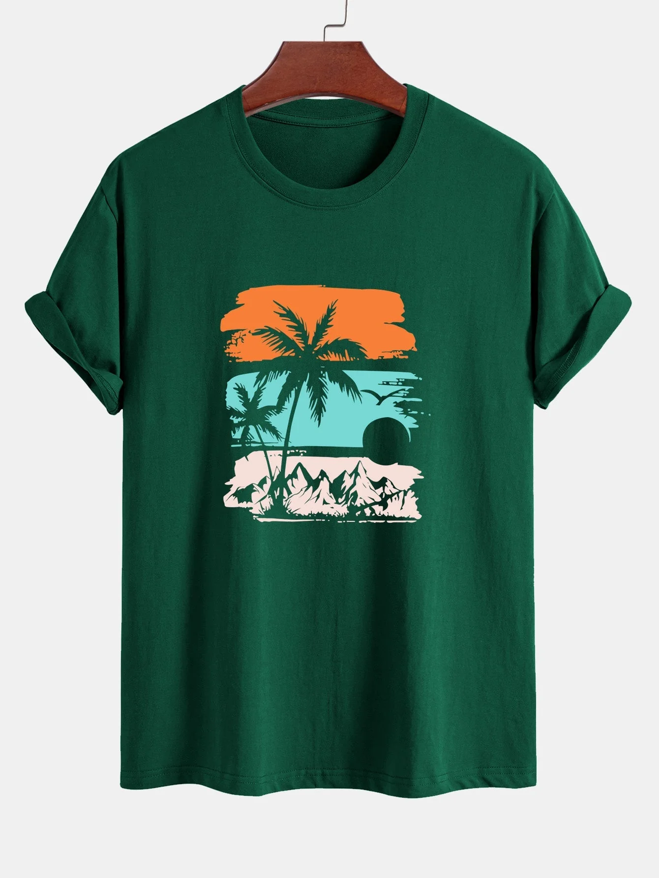 Camilo® | Palm Tree Silhouette Print Cotton T-Shirt - Image 7