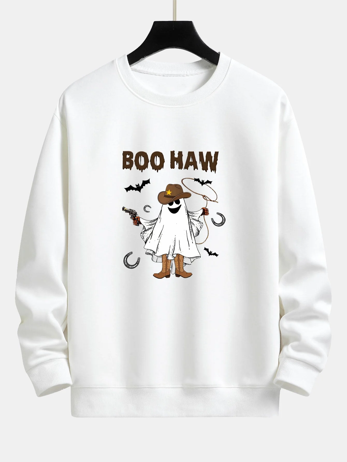 Canuto® | BOO HAW Cowboy Ghost Print Relax Fit Sweatshirt - Image 3