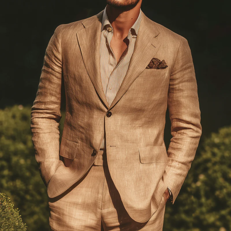 Carl | Men'S Casual Elegant Breathable Linen Notch Lapel Single Breasted Slim Fit Blazer - Image 2