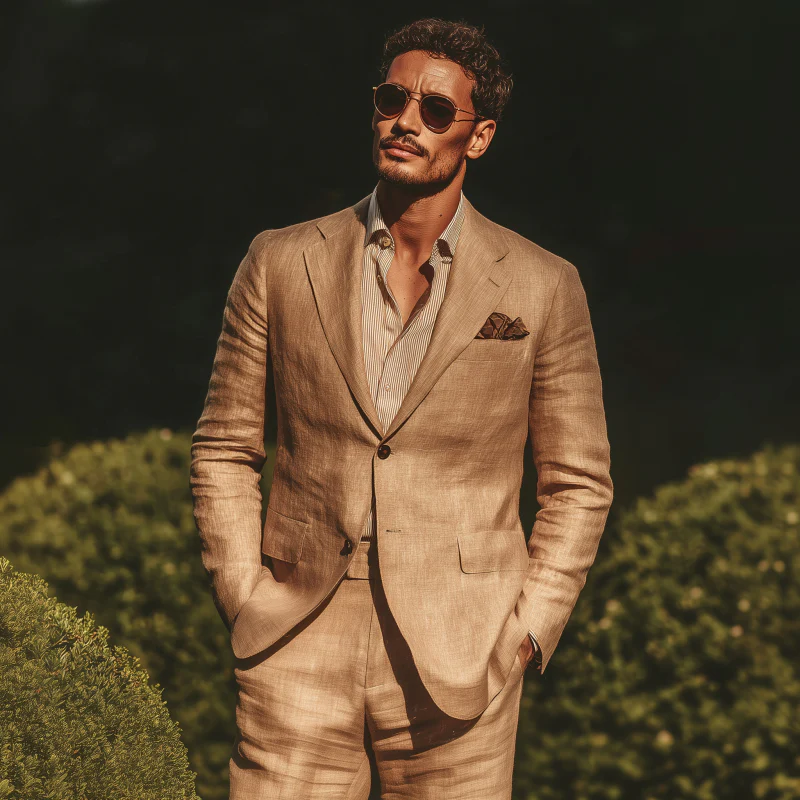 Carl | Men'S Casual Elegant Breathable Linen Notch Lapel Single Breasted Slim Fit Blazer - Image 3