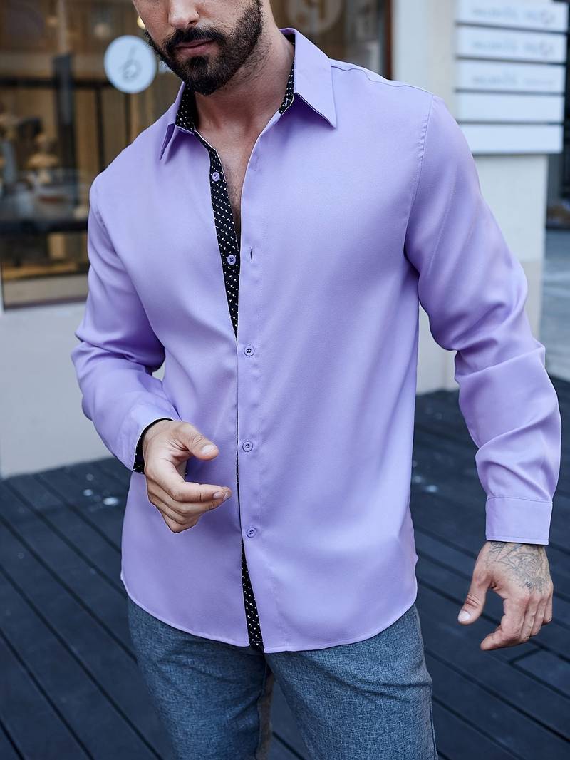 Carlos® | Color Block Long Sleeve Shirt For Men - Image 2