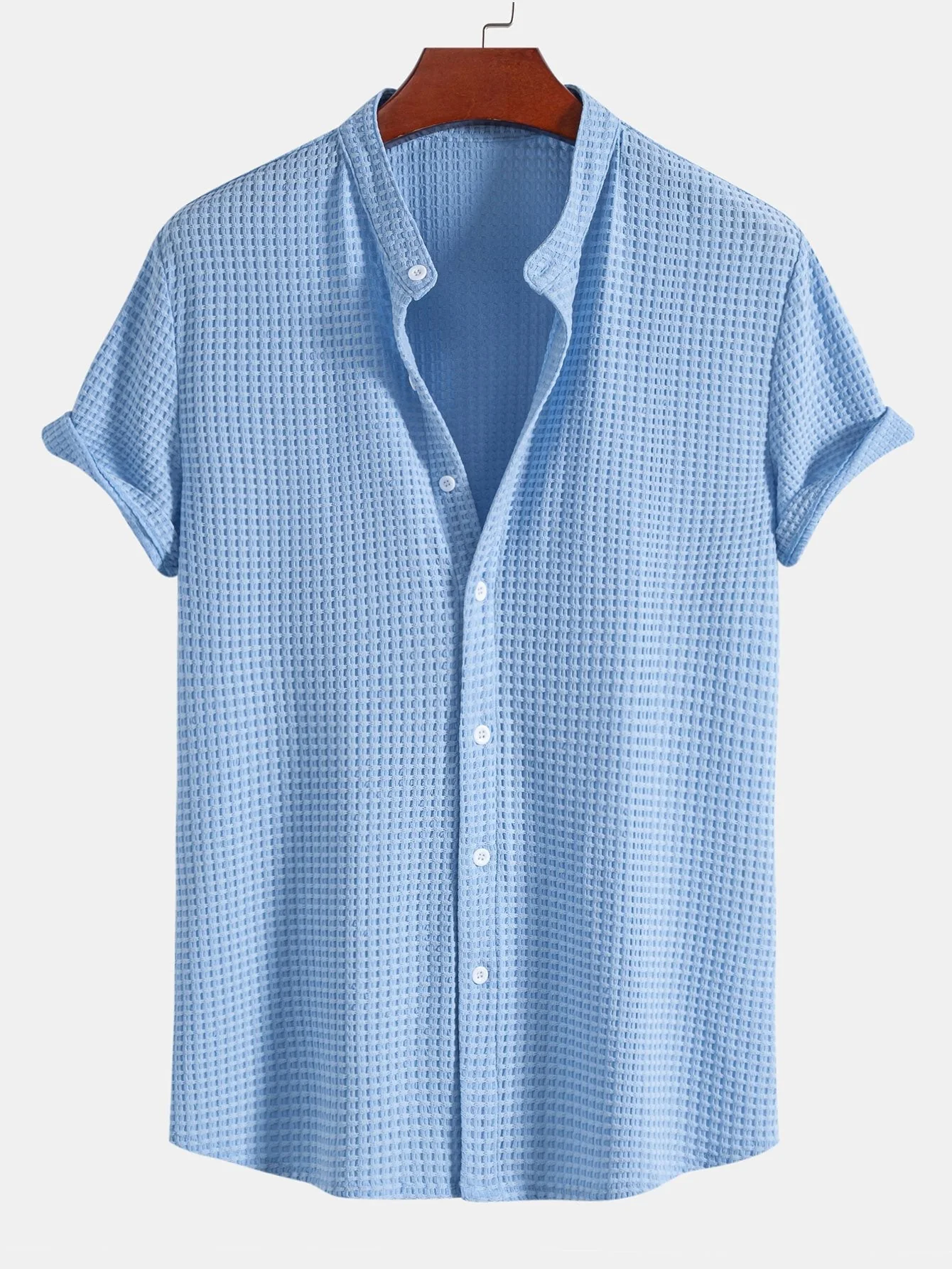 Carlos® | Muscle Fit Waffle Texture Stand Collar Shirt