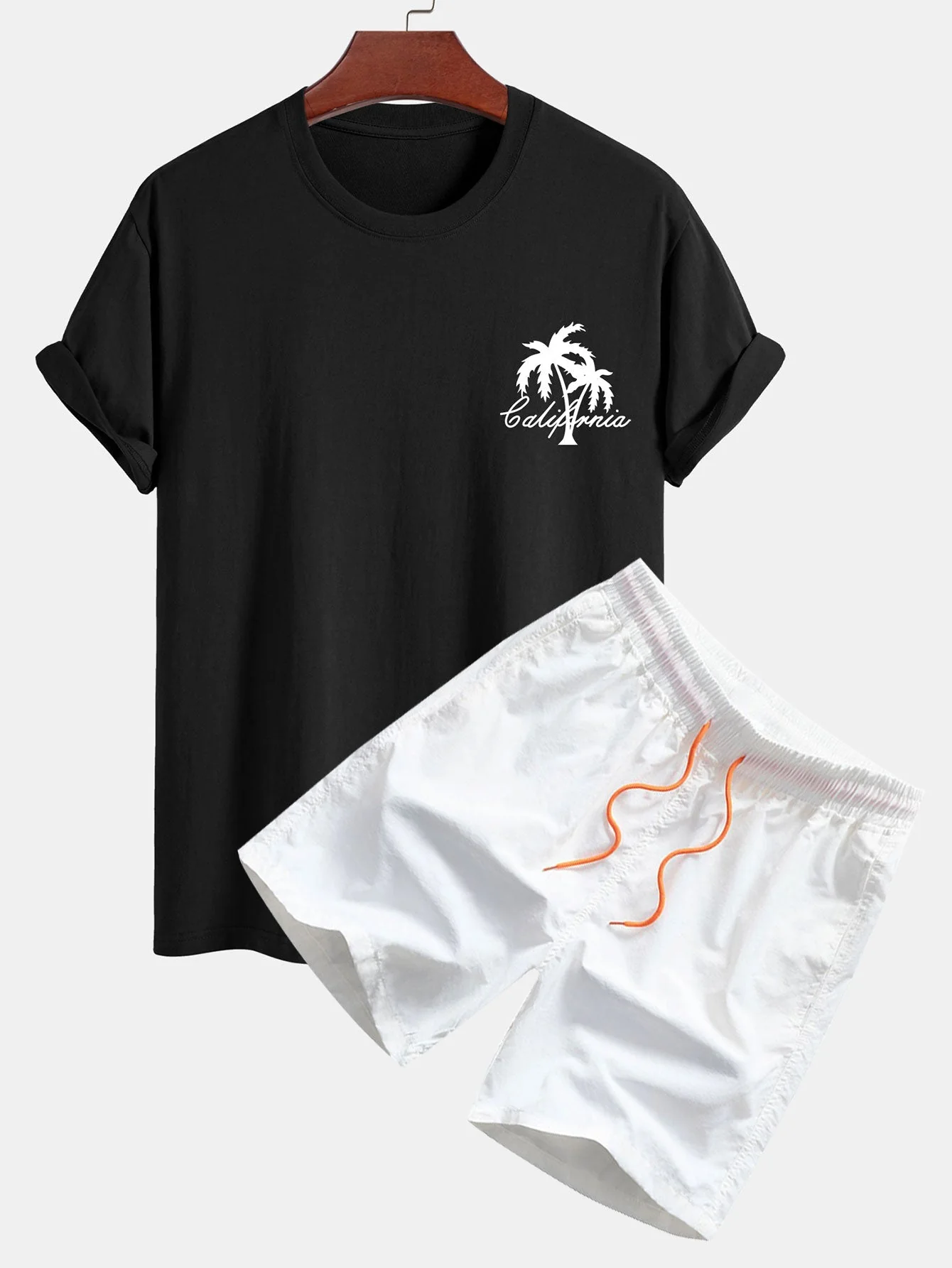 Carmelo® | California Palm Tree Print Cotton T-Shirt & Swim Shorts - Image 2