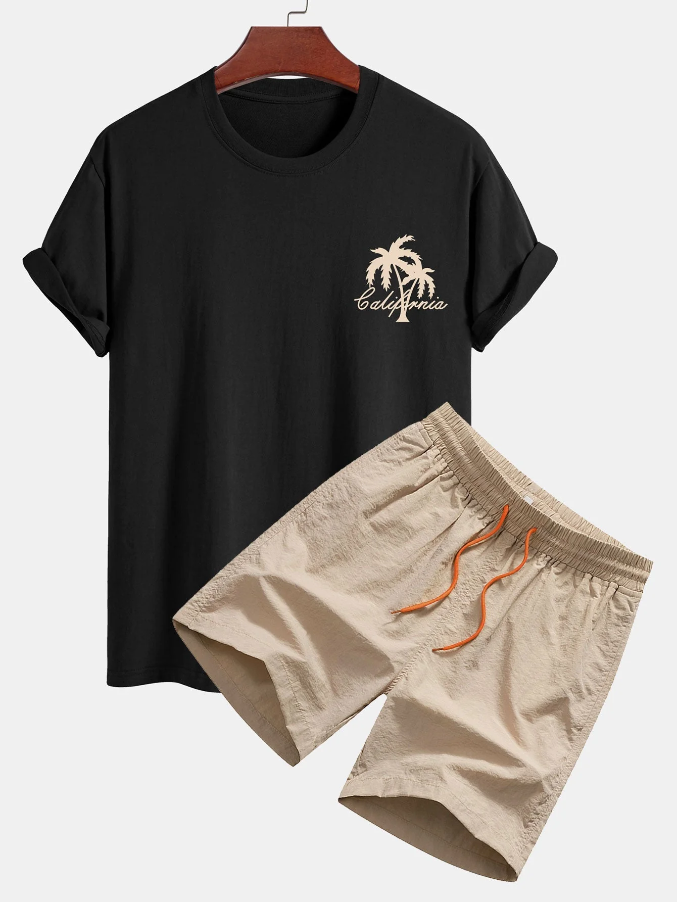Carmelo® | California Palm Tree Print Cotton T-Shirt & Swim Shorts - Image 4