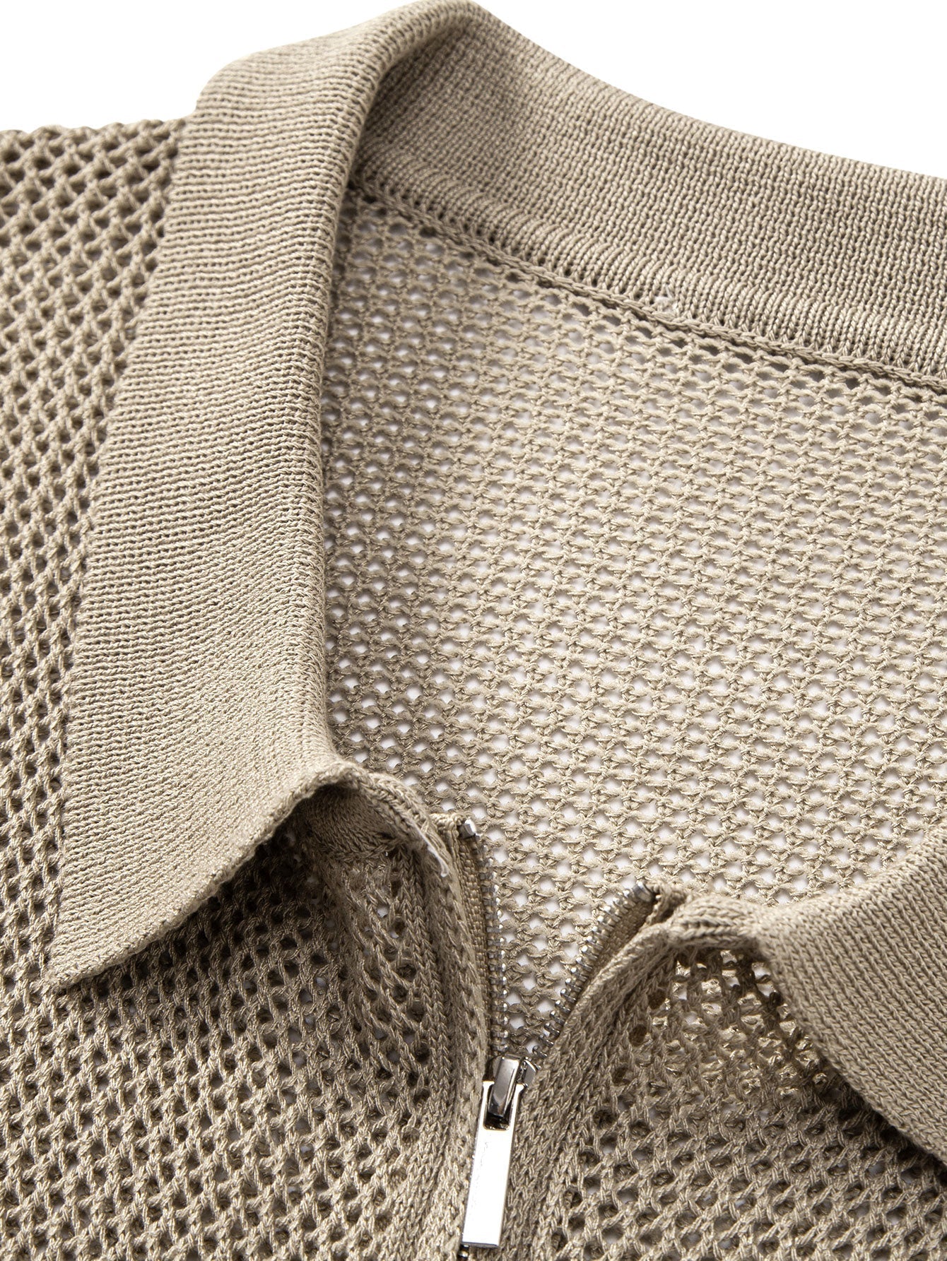 Carter | Eyelet Zip Up Knit Polo Shirt - Image 3