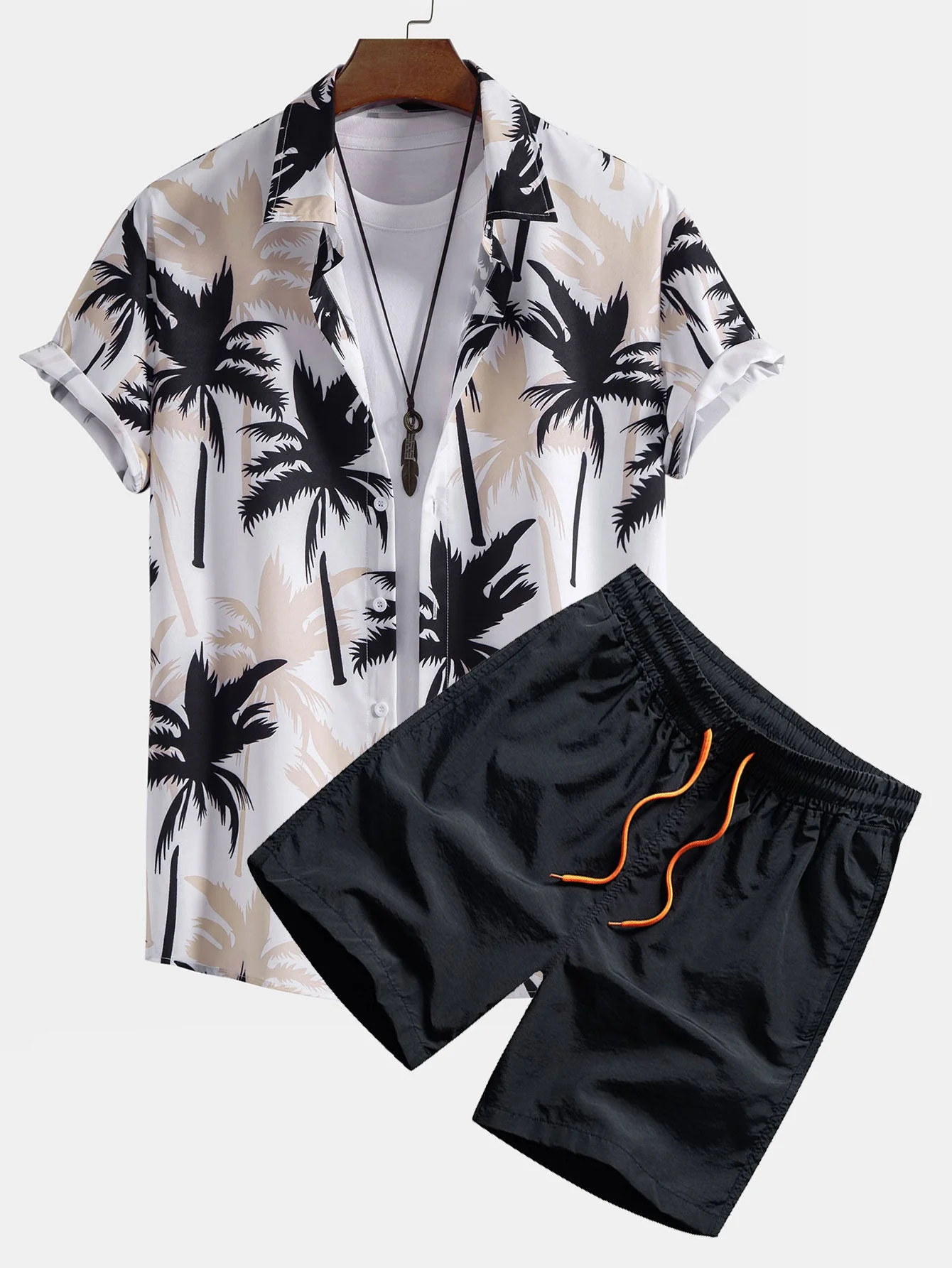 Casey® | Palm Tree Print Button Up Shirt & Swim Shorts - Image 2