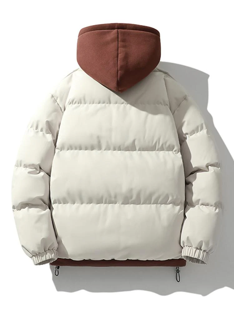 Caspian | Contrast Zip Up Hooded Puffer Coat - Image 2