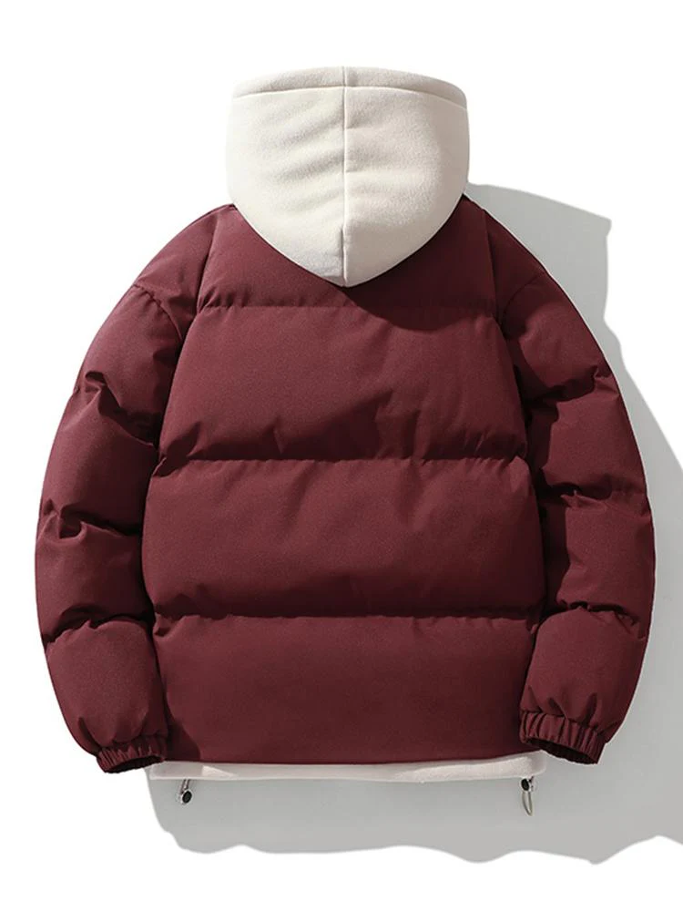 Caspian | Contrast Zip Up Hooded Puffer Coat - Image 3