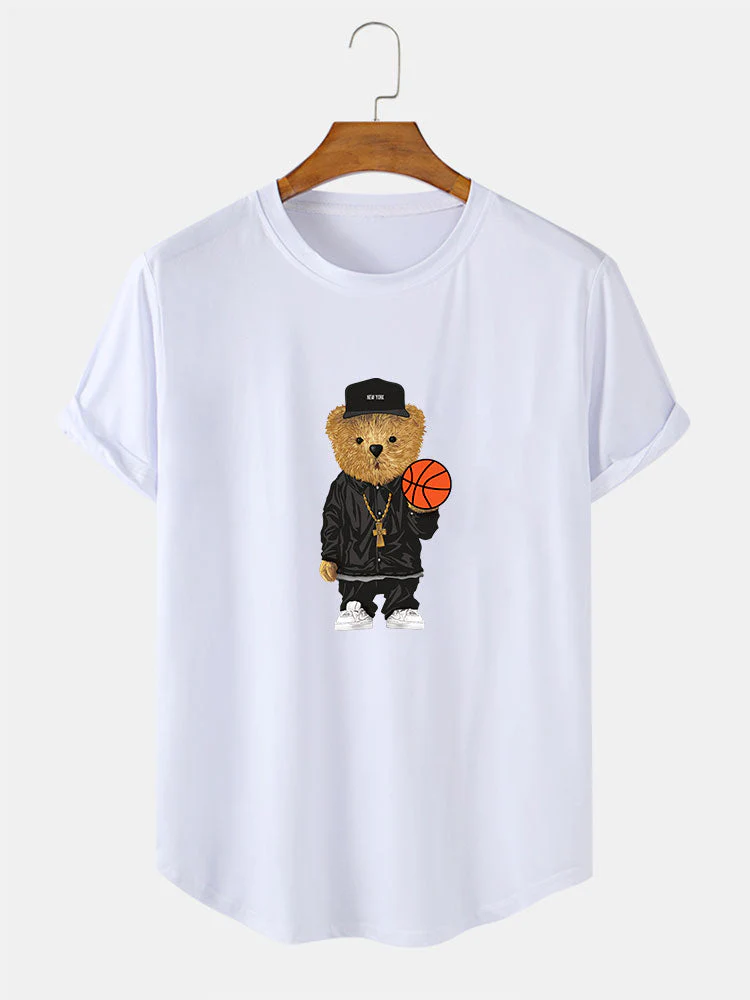 Cassian® | Basketball Bear Print Arc Hem T-Shirt - Image 2