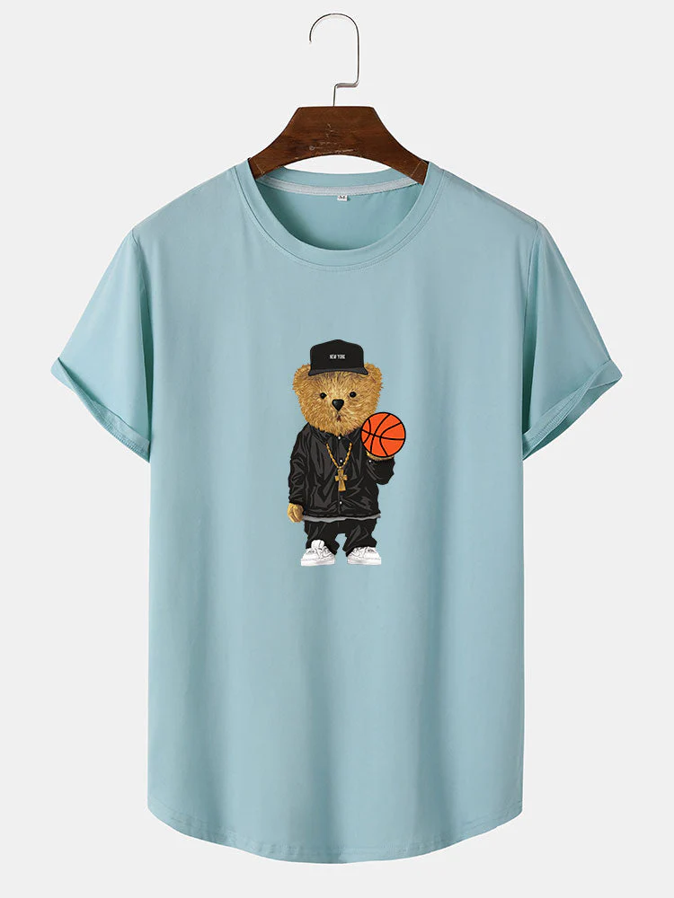 Cassian® | Basketball Bear Print Arc Hem T-Shirt - Image 5
