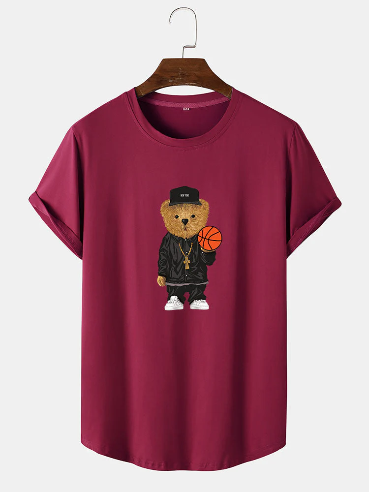 Cassian® | Basketball Bear Print Arc Hem T-Shirt - Image 6