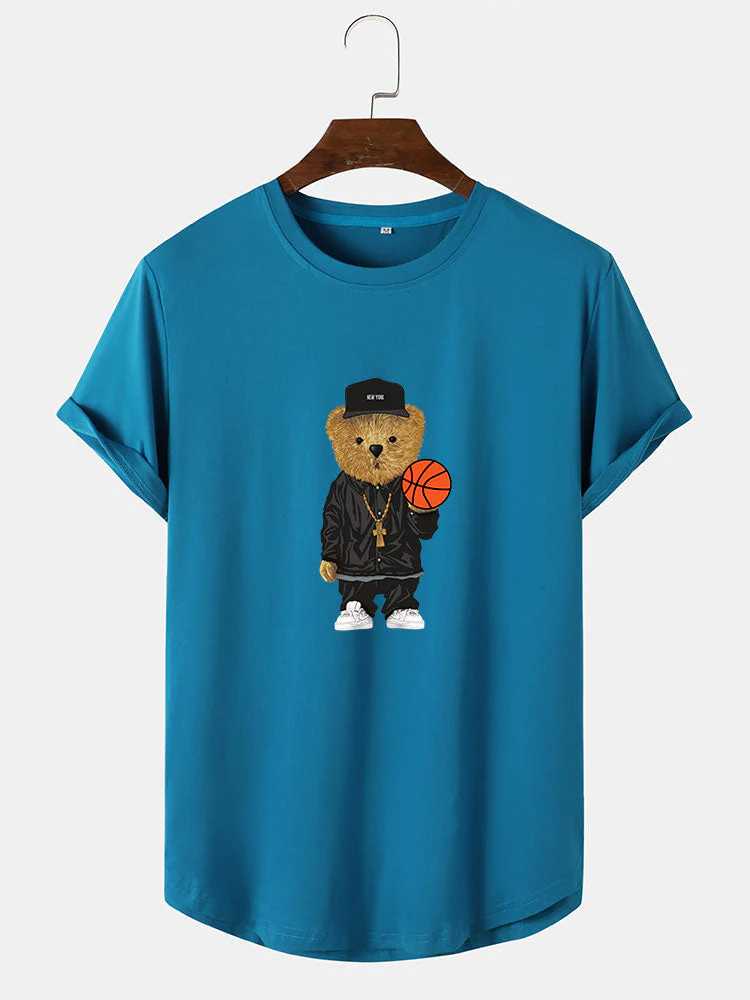 Cassian® | Basketball Bear Print Arc Hem T-Shirt - Image 7