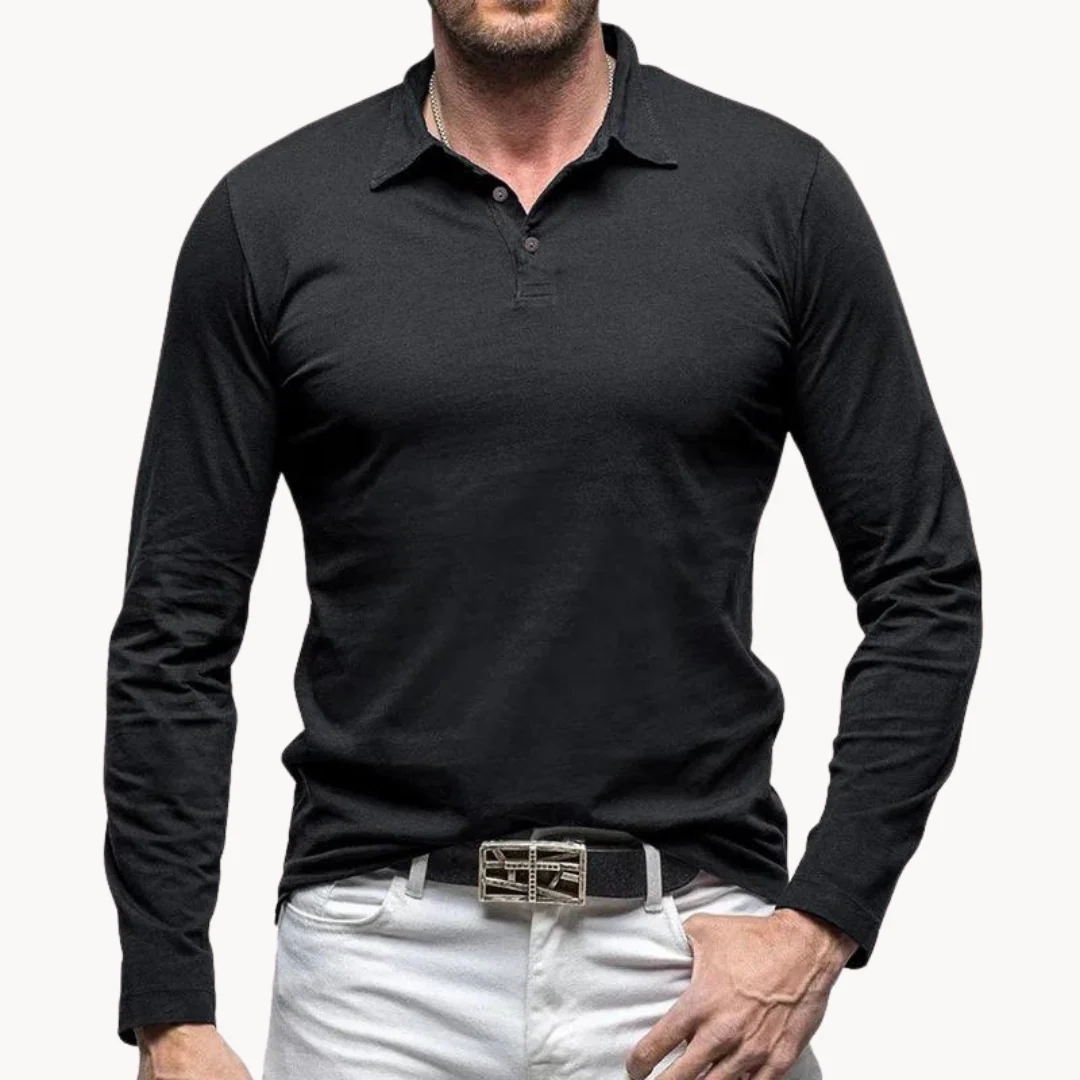 Cathal® | Casual Polo With Long Sleeves - Image 2