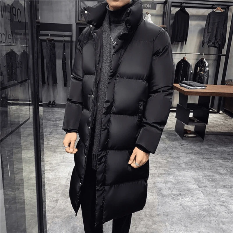 Celedonio® | Men’s Long Puffer Jacket With Stand Collar - Image 2