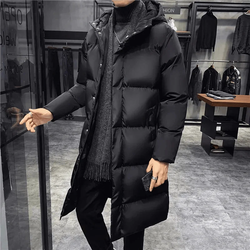 Celedonio® | Men’s Long Puffer Jacket With Stand Collar - Image 4