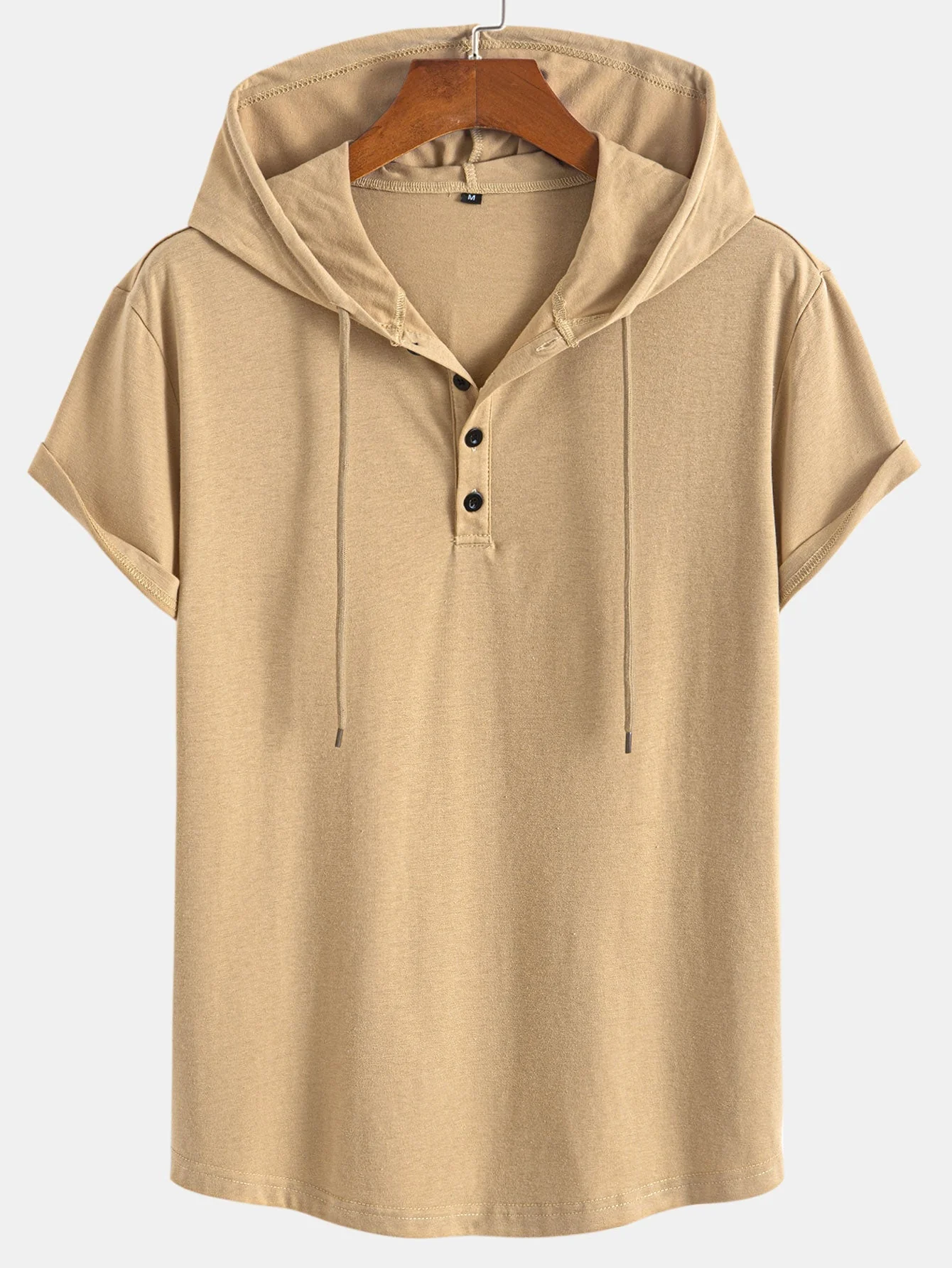 Celestino® | Short Sleeve Henley Hooded T-Shirt - Image 11